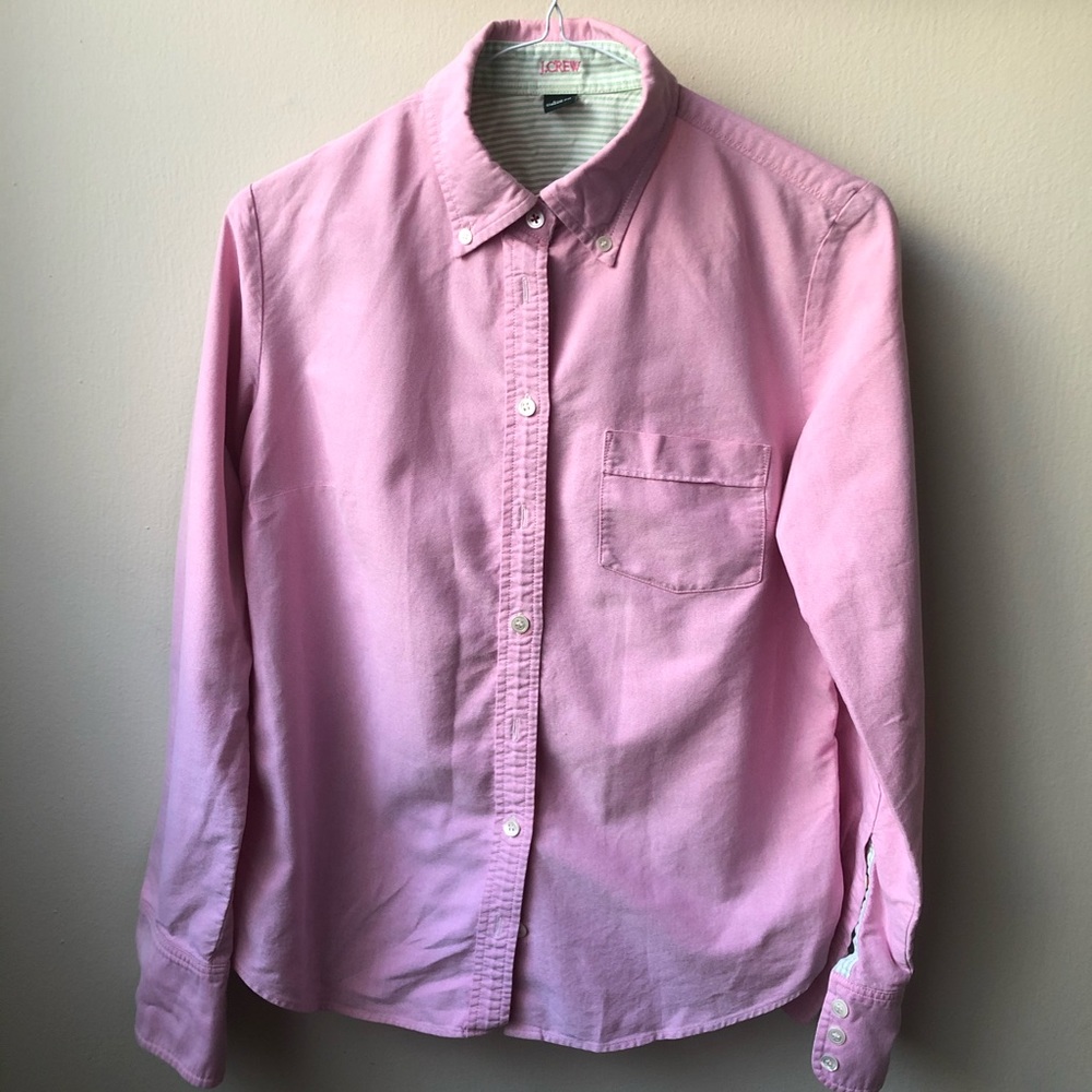 Pink JCREW classic fit long sleeve collared shirt
